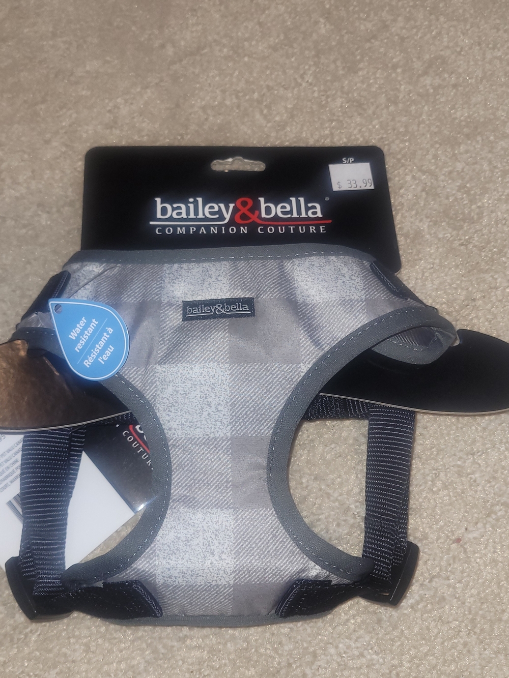 Gray Plaid Small Pet Harness - Comfortable Fit
